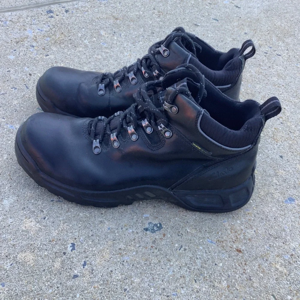 Clarks Mens Waterproof Black Leather Hiking Work Boots Size 10M 23387